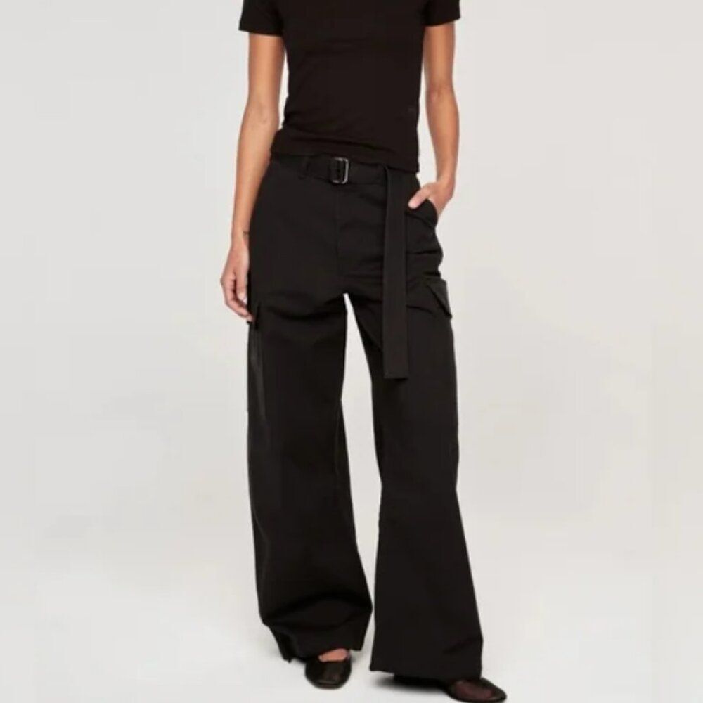 DL1961 Zoie Wide Leg Vintage Relaxed Black Cargo Cotton/Linen Pants size 30